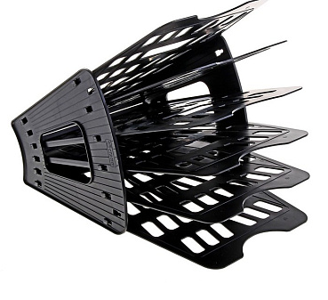 Лоток для бумаг веерный 5 отделов, 6 секций разборный "Стамм" размеры 295х310х235мм, цвет черный