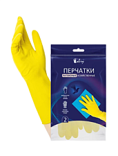 Перчатки латексные хозяйственные желтые Libry размер XL (10), вес пары 40гр,  в индивидуальной упаковке,L 31 cм