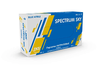 Перчатки нитриловые 50 пар/ 100 шт M (8) / Spectrum Sky неопудренные голубые, предназначены для работы в пищевой, хозяйственной. медицинской отраслях. Вес пары - 6 г