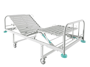 Кровать медицинская КМ-03 920x2154x1002 (ВхШхГ), Номинальная нагрузка на ложе 200 кг, вес 56,4 кг, поставляется в разобранном виде