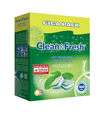 Средство для посудомоечной машины таблетки 100 шт, "Clean&Fresh" All in 1  в нерастворимой оболочке
