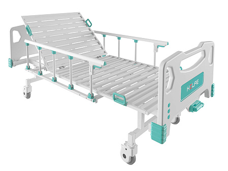 Кровать медицинская КМ-02 910x2236x994 (ВхШхГ), Допустимая нагрузка 250 кг, вес 71 кг, поставляется в разобранном виде, упаковка гофрокартонн