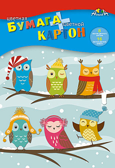 Цветной картон "Апплика" формат А-4, 8 листов 8 цветов + цветная бумага 16 листов 8 цветов, немелованная, односторонняя, в ассортименте 