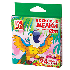 Мелки восковые 24 цветов Луч "ZOO", шестигранные, в картонной упаковке