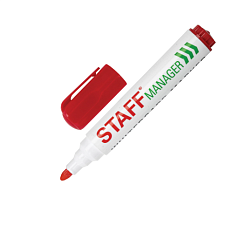 Маркер для белых досок STAFF "Manager" WBM-491, красный, пулевидный, до 5мм

