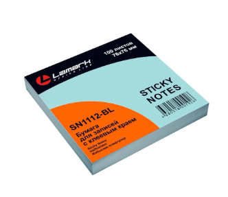 Блок самоклеящийся бумажный Lamark размер 76х76мм, 100 листов, голубая пастель