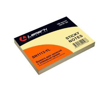 Бумага с клеевым краем "Lamark", размер 76х101мм, 100 листов, желтая пастель