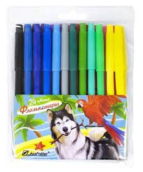 Фломастеры 24 цвета Josef Otten "Собака" пластиковые, блистер с европодвесом