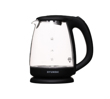 Чайник стекло Hyundai HYK-G1001 объем 1,7 л, мощность 2200Вт, подсветка, цвет черный