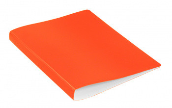 Папка пластиковая с пружинным механизмом "Бюрократ "Double Neon", внутри продольный карман, цвет оранжевый