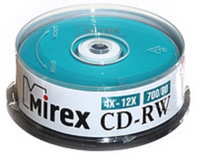 Диск CD-RW 700МБ, 80мин., 4x-12х, Cake Box 25шт/уп перезаписываемый компакт-диск