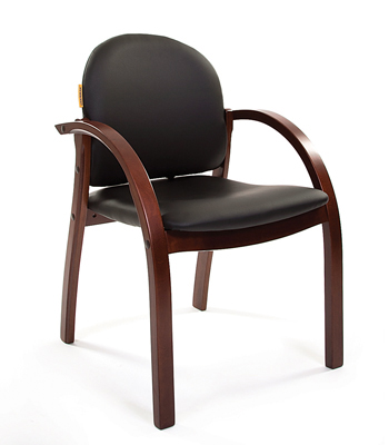 Кресло Chairman 659  Теrrа. Обивка-черная экокожа. Деревянные ножки/подлокотники, Нагрузка до 100 кг.