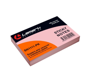 Блок самоклеящийся бумажный Lamark размер 51х76мм, 100 листов, розовая  пастель