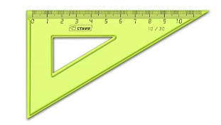 Линейка угольник пластик 10 см 30° цветной флуоресцентный непрозрачный, ассорти 4 цвета, ТК23 30 градусов.