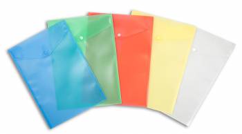 Папка с кнопкой пластиковая, A4, плотность 180 мкр, вертикальная, цвет ассорти прозрачный