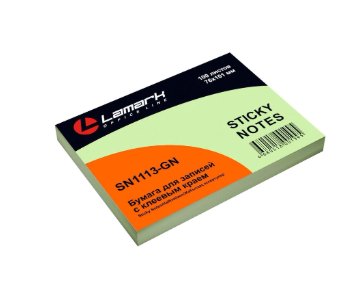 Бумага с клеевым краем "Lamark", размер 76х101мм, 100 листов, зеленая пастель