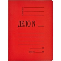 Скоросшиватель картонный "ДЕЛО №", формат А4, мелованный картон, цвет красный, ширина корешка 20мм, плотность 360 г/м