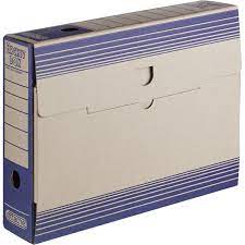 Архивная папка-бокс вырубная застежка, ширина корешка 75 мм, плотный картон, размер 320х255х75 мм, цвет синий