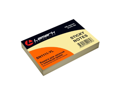 Блок самоклеящийся бумажный Lamark размер 51х76мм, 100 листов, желтая  пастель