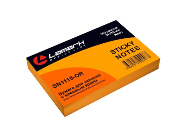 Блок самоклеящийся бумажный Lamark размер 51х76мм, 100 листов, неон оранжевый
