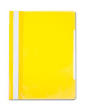 Скоросшиватель пластиковый с обложкой-файлом для информации, карман на лицевой стороне, цвет желтый