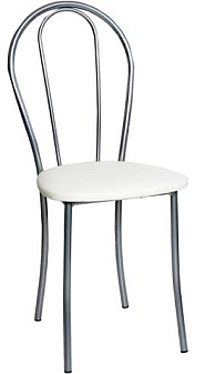 Стул Римский. Обивка -  бежевая экокожа. Хромированный металлический каркас. Нагрузка до 120 кг