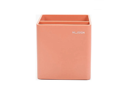 Подставка для канцелярских мелочей "Deli Nusign ENS0011-pink", стакан квадратный, размер 84×84×86мм, пластик, цвет розовый