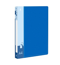 Папка на 2 кольца 40 мм  пластиковая "Бюрократ" с внутренним и торцевым карманом, цвет синий