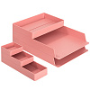 Лоток 2 отдела с органайзером Deli NuSign ENS001 горизонтальный пластиковый, размеры 324x239x45 мм, цвет розовый
