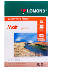 Фотобумага LOMOND А-4, 100 г/м2, матовая, двусторонняя, 100 листов, для струйных принтеров.