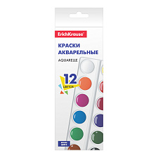 Краски акварельные 12 цветов ErichKrause Basic, без кисти, в картонной упаковке с европодвесом