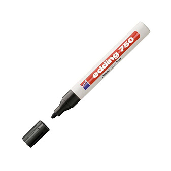 Маркер промышленный лаковый EDDING E-750/1 2-4мм круглый наконечник, цвет черный, для промышленной непрозрачной маркировки практически всех материалов. 