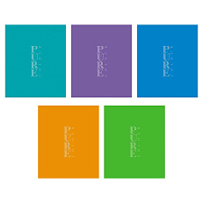 Тетрадь 48 листов А5 в линию на скобе Хатбер "PUREcolour" обложка мелованный картон,  с полями, ассорти 5 дизайнов 