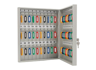 Шкаф для ключей Key-60. В комплект входят 60 разноцветных брелоков для ключей и крепежная фурнитура. Размер: 400x355x59 (ВхШхГ)