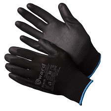 Перчатки нейлоновые с полиуретановым покрытием, цвет черный, размер М (8)  "GWARD Black PU1001"