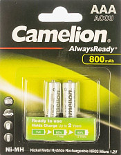Батарейка аккумуляторная Ni-MH Camelion / 1,2V / 800mAh / R03, AAA, мизинчиковая / 2 шт./уп.