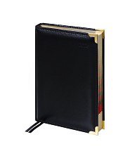 Ежедневник А5 датированный 2026 "Delucci" 184 листов в линию, искусственная кожа, размер 150*215 мм, ляссе, золотой срез, цвет черный