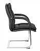 Кресло T-9927SL-LOW-V/BLACK низкая спинка. Обивка - черная кожа. Хромированные полозья. Нагрузка до 120 кг. Серия кресел: 40_314, 40_326  ЗАКАЗНАЯ ПОЗИЦИЯ
