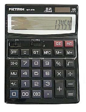 Калькулятор настольный METRIX MX-916 для бухгалтеров, Тип питания - батарейка АА. Разрядность дисплея - 16. Расчет процентов. Размеры 150x210x35 мм 