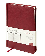 Ежедневник А5 недатированный Bruno Visconti "PRIME" 128 листов в линию, 147х207мм, искусственная кожа, ляссе, цвет бордовый