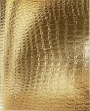 Тетрадь 48 листов А5 в клетку на скобе "Metallic Золото", обложка бумвинил, тиснение Croco, Хатбер
