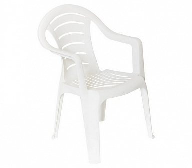 Кресло садовое пластиковое 40х39х79 (ШхГхВ) см, цвет белый, максимальная нагрузка до 100 кг 
