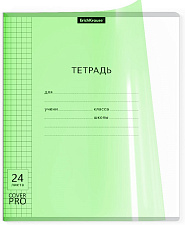 Тетрадь  24 клетка скоба  ErichKrause Классика CoverPrо Neon пластиковая обложка, размер А5+ (170x203 мм), цвет зеленый