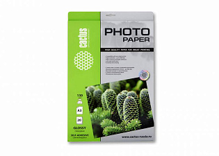 Фотобумага Cactus CS-GSA413020 A4/130г/м2/20л. глянцевая, самоклейящаяся,  для струйной печати АРТ. 805835
