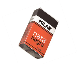 Ластик "Milan 7030 Nata", прямоугольный, пластиковый, мягкий, 39х24х10мм, цвет черный