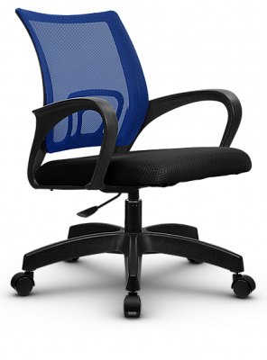 Кресло SU-CS-9,материал сетка/ткань-сетка,цвет синий. Пластиковая крестовина. Механизм Топ-ган. Нагрузка до 120 кг.