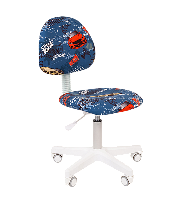 ОБНОВЛЕНИЕ КОЛЛЕКЦИИ. ГОРЯЩАЯ ЦЕНА! Кресло детское CHAIRMAN Kids 104 обивка - ткань-велюр, рисунок машинки. Пластиковая белая крестовина. Механизм Пиастра. Нагрузка до 60 кг.