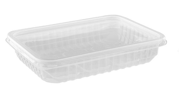Контейнер одноразовый с крышкой 500 мл, прямоугольный, прозрачный, 50 шт/уп, размер 192x166x35 мм 