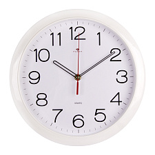 Часы настенные круглые Рубин Классика, пластик, диаметр 29 см, плавный ход, цвет белый