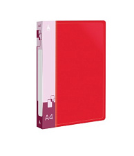 Папка на 2 кольца 40 мм  пластиковая "Бюрократ" с внутренним и торцевым карманом, цвет красный